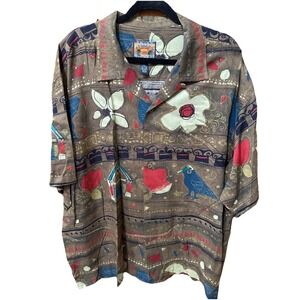 Pusser's Island Vintage Camp Shirt Men's XXL  Cotton Linen Hawaiian Floral